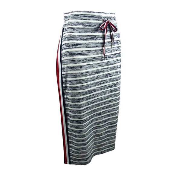 Tommy Hilfiger Women's Drawstring Midi Pencil Skirt (XS, Sky Captain/White) - Picture 1 of 3